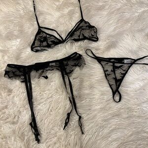 Black Bat Lace Lingerie Set